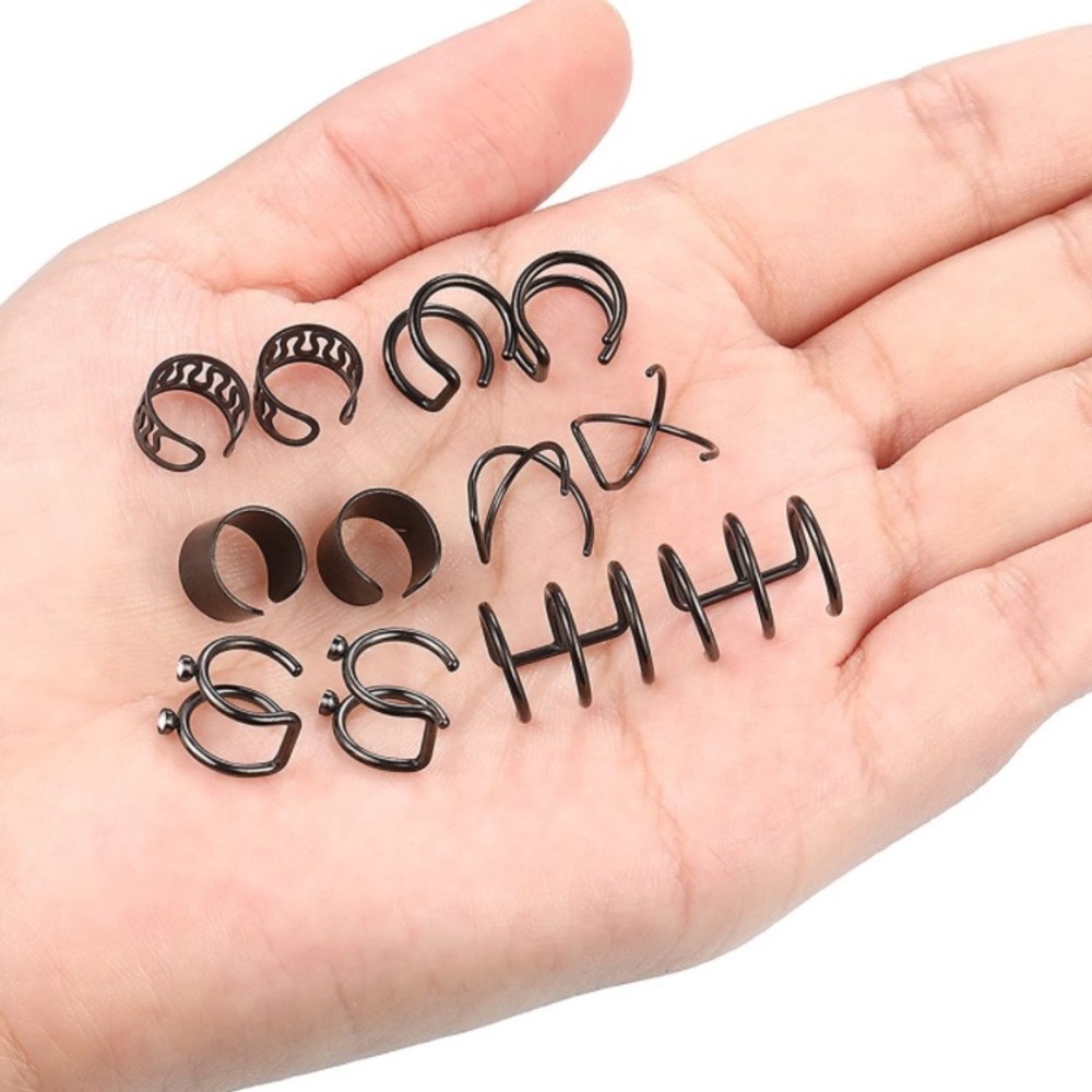 6 Pairs Stainless Steel Cuffs Cartilage Earrings